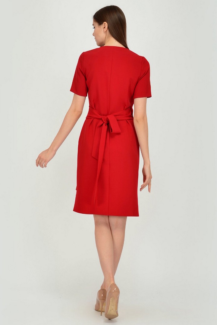 Фото товара 19917, красное платье с асимметричным кроем
