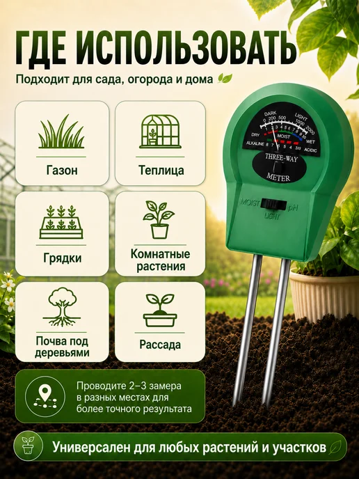 Фото товара 25509, ph метр кислотности и влажности почвы